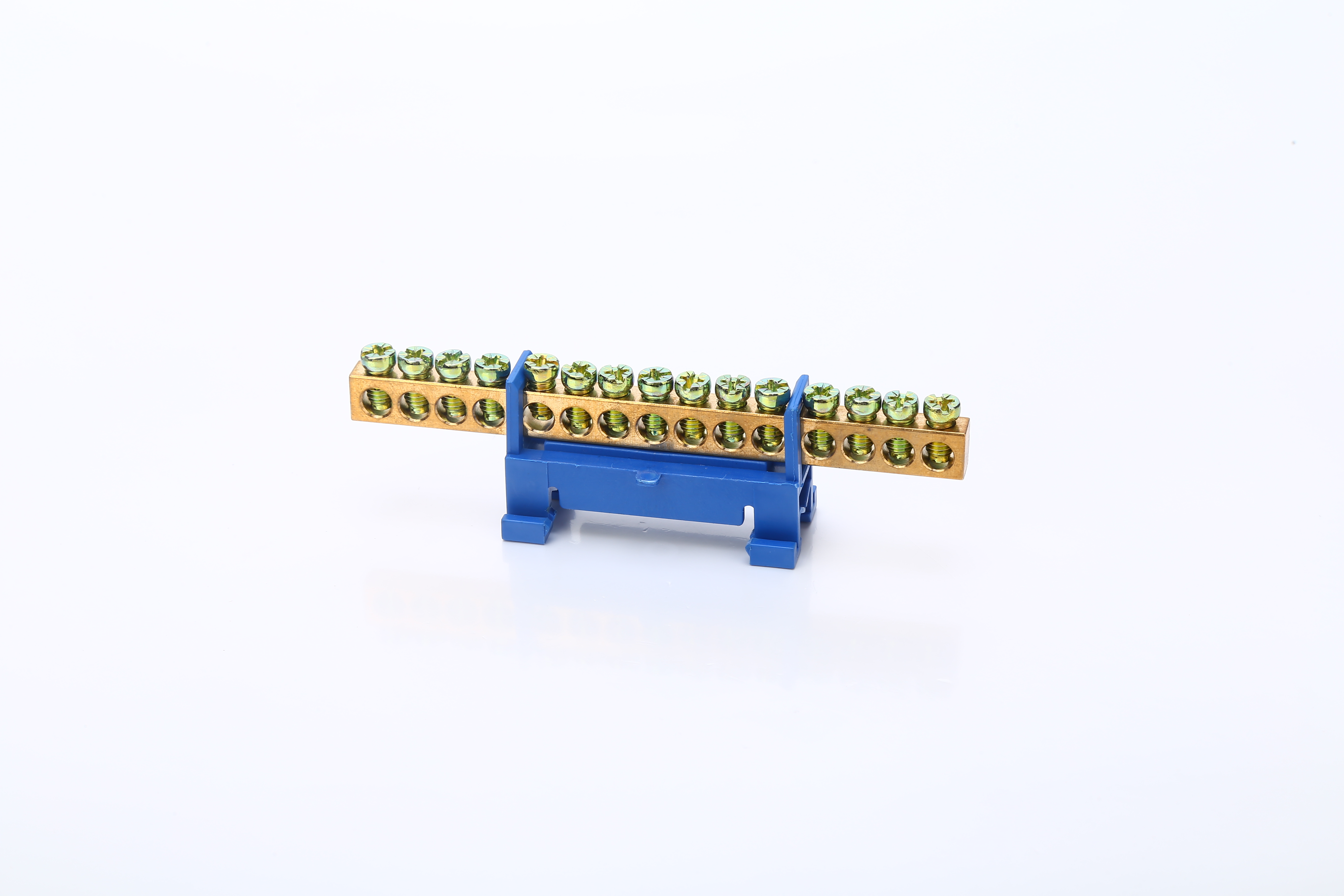 Conector de latón de tornillo azul, bloque de terminales de carril Din, bloques neutros y de tierra, caja de distribución de 15 vías, tira de terminales de cobre