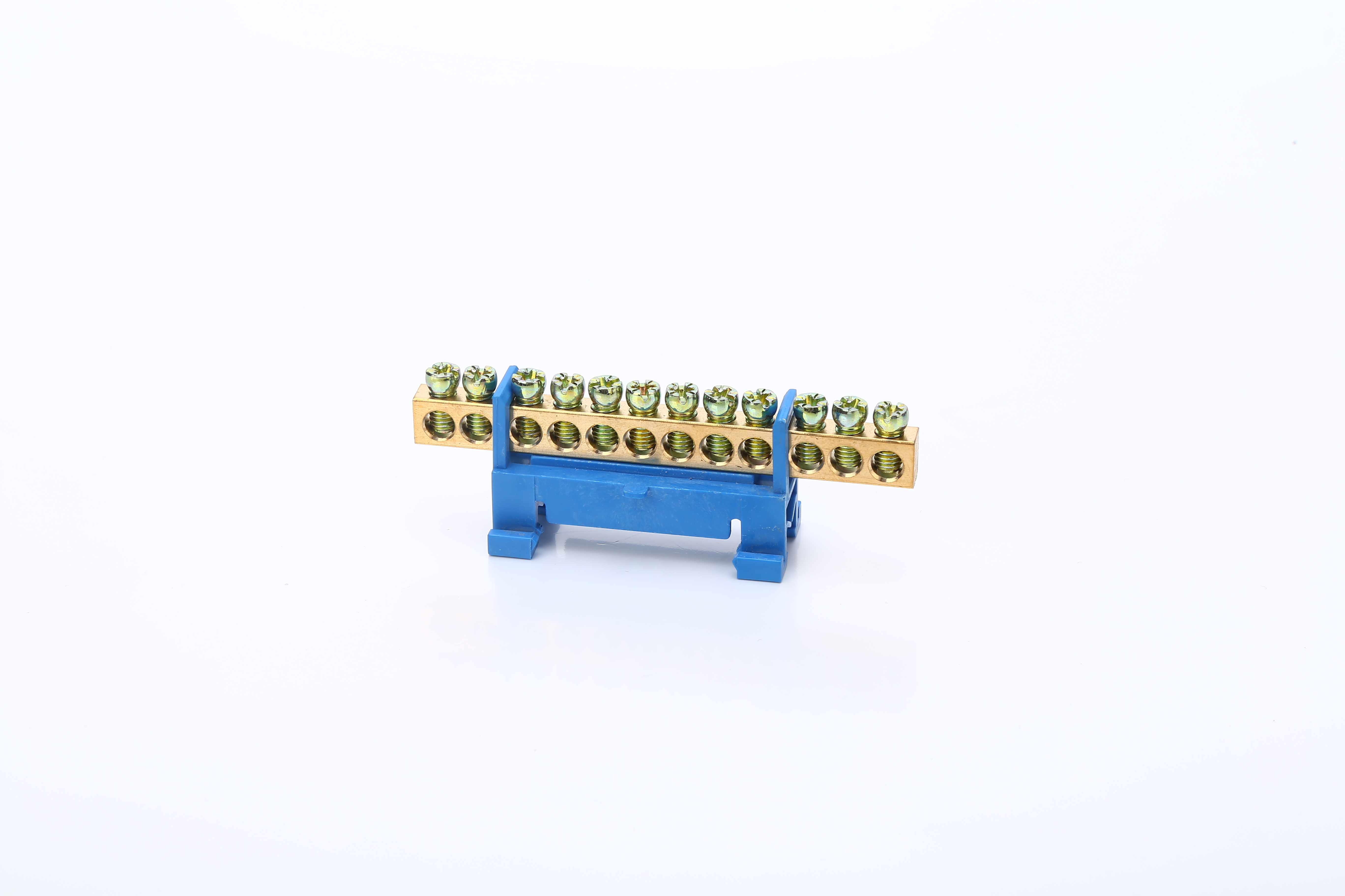 Conector de latón de tornillo azul, bloque de terminales de carril Din, bloques de tierra y neutros, caja de distribución de 12 vías, tira de terminales de cobre