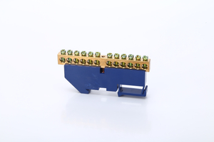 Tornillo azul conector de latón Din Rail Bloque de cobre Terminal Tierra y bloques neutros de 12p Caja de distribución Terminal Franja