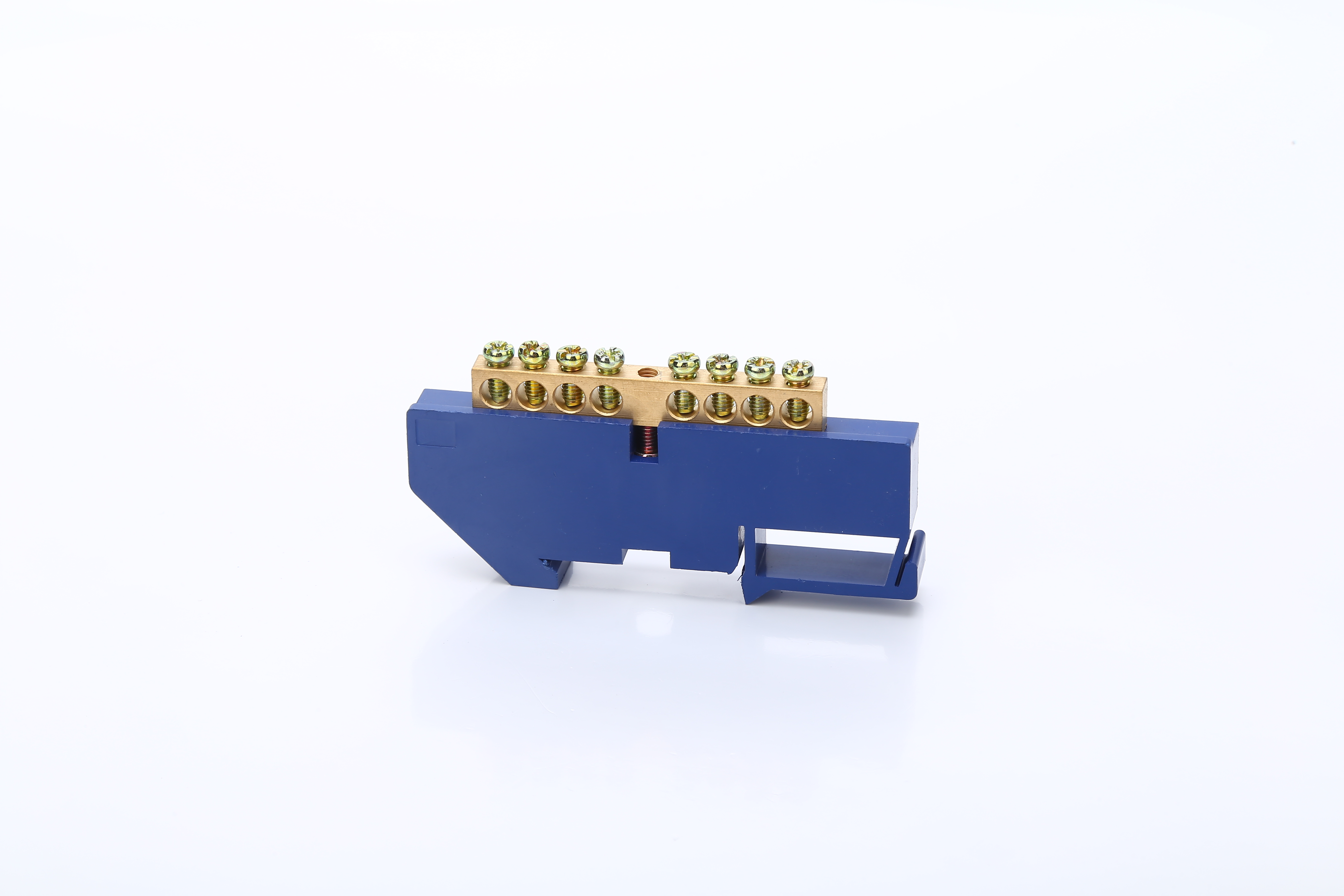 Tornillo azul Conector de latón Carril Din Bloque de terminales de cobre Bloques de tierra y neutros Caja de distribución de 8P Regleta de terminales